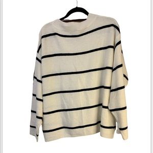 H&M Oversized Sweater Cream with Black Stripe. Lightly worn, in good condition.